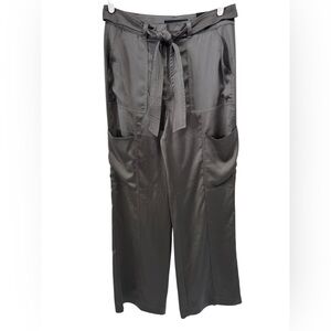 NWT White House Black Market Belted Utility Wide Leg Trouser in Black - 8